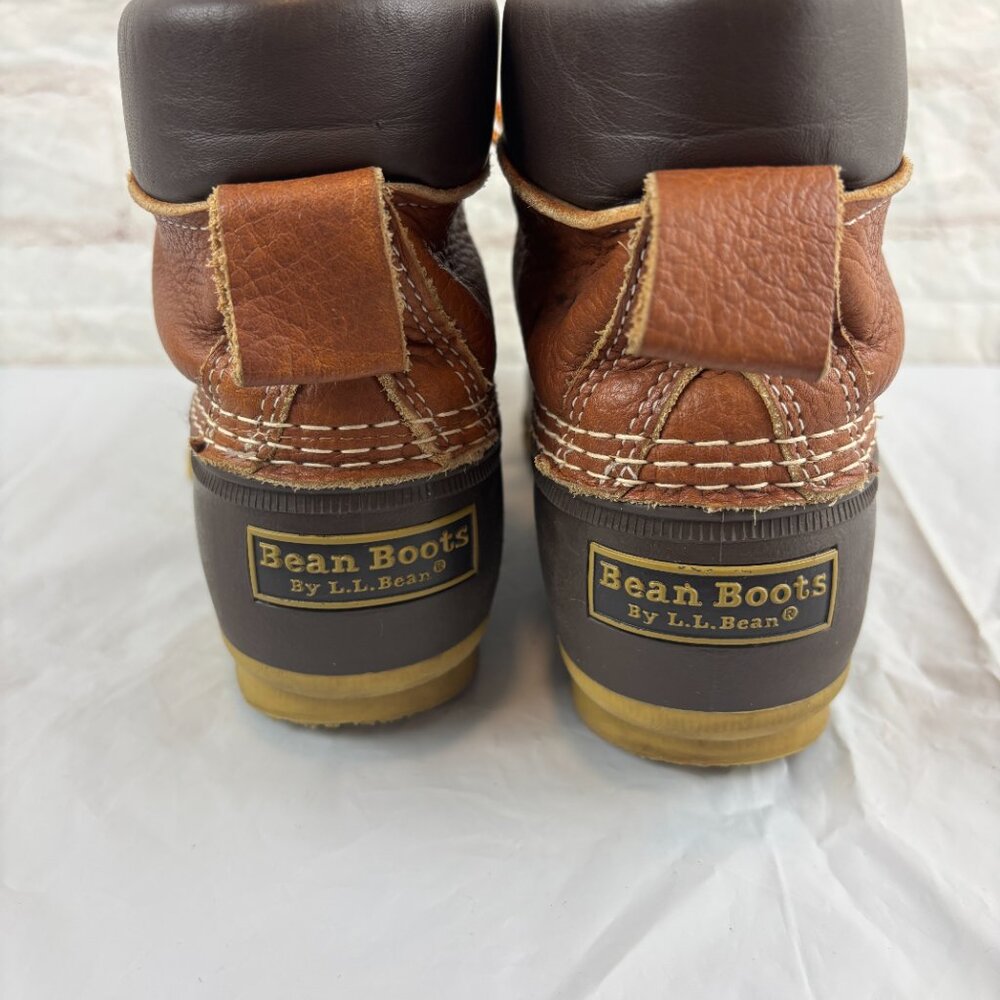 L.L. Bean Women's 9 / 9.5 Brown Leather Lace-up Rubber Waterproof Duck Boots - Picture 8 of 9